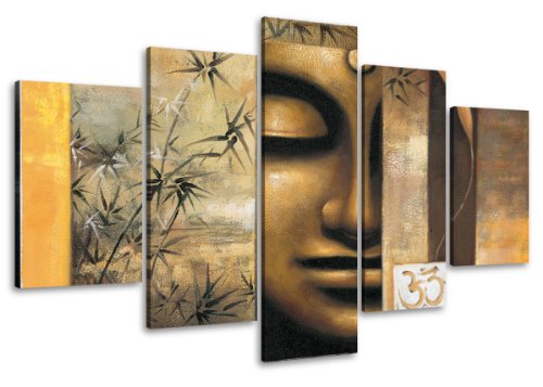 Visario Bild auf Leinwand 100 cm Nr 6410 Buddha fertig gerahmte Bilder 5 Teile Marke original Leinwandbilder von Visario