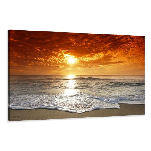 Visario Leinwandbilder 5038 Bild auf Leinwand Strand, 120 x 80 cm von Visario