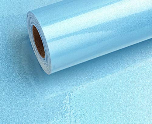 10 m x 60 cm Tapeten einfarbig Glitzer Effekt blau hell 3000-S Art. 3115 selbstklebend Verschiedene Trendfarben Tapete Folie abwischbar von Visario