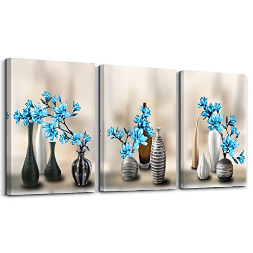 Bild 120x80 cm gerahmt Blumen Vasen Bilder auf Leinwand Markenware Kunstdrucke 4410 von Visario