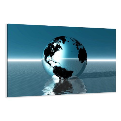 Bild auf Leinwand Welt 120 x 80 cm Modell-Nr. XXL 5012 Bilder fertig gerahmt auf echtem Holzrahmen riesig. Ausführung Kunstdruck als Wandbild auf Rahmen. Günstiger als Ölbild Gemälde Poster Plakat mit Bilderrahmen. von Visario