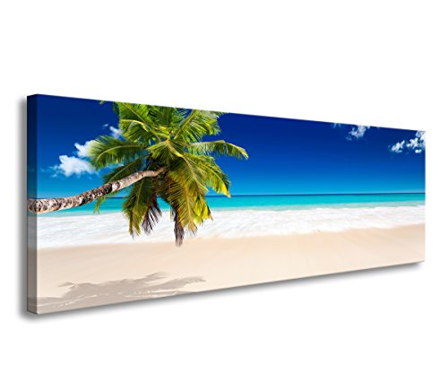Visario 120 x 40 cm Bild tropischer Strand mit Palme 5731 von Visario