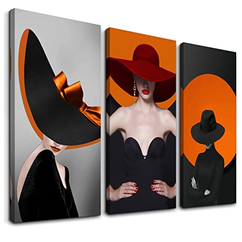 Visario Bild 120x80 cm gerahmt Frau mit Hut Bilder auf Leinwand Markenware Kunstdrucke 4419 von Visario