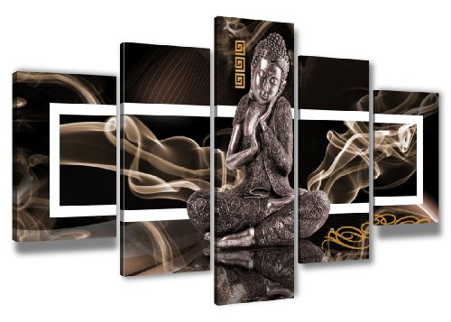 Visario Bild auf Leinwand 200x100 cm Nr 6306 Buddha Bilder 5 Teile Marke von Visario