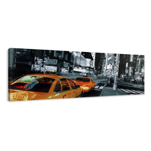 Visario Bild auf Leinwand der Deutschen Marke 120 x 40 cm einteilig New York Taxi 5710 Bilder Kunstdrucke Wandbild von Visario