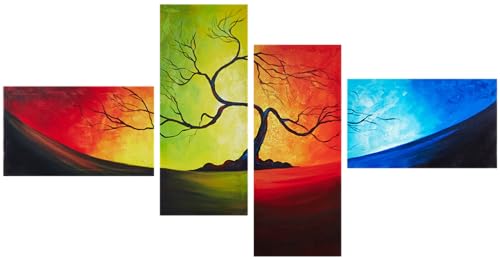 Visario Bild auf Leinwand der Deutschen Marke 160 x 70 cm 4 Teile Baum Bunt 6510 Bilder Kunstdrucke Wandbild von Visario