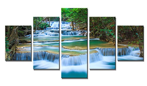 Visario Bild und Kunstdruck 160 x 80 cm 5611 auf Leinwand Bild Wasserfall fünfteilig von Visario