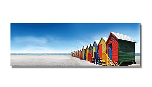 Visario Bild & Kunstdruck der Deutschen Marke 120 x 40 cm 5716 Bilder auf Leinwand Kunstdrucke Strand Bunte Häuser Wandbild von Visario