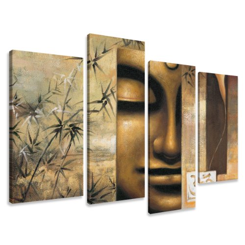 Visario Bilder auf Leinwand 129 cm (Nr 6157 Buddha) fertig gerahmt vierteilig Marke original von Visario