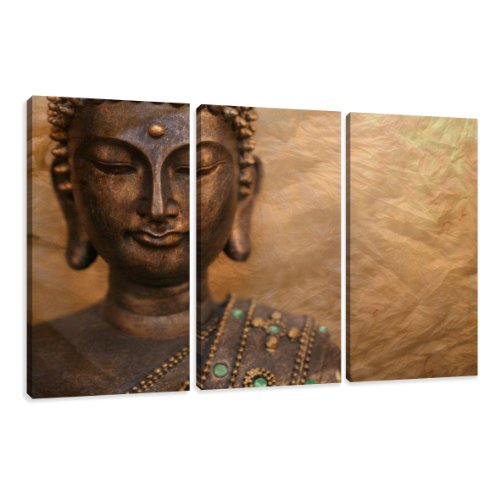 Visario Bilder auf Leinwand 150 cm (Nr 1041 Buddha) fertig gerahmt dreiteilig Marke original von Visario