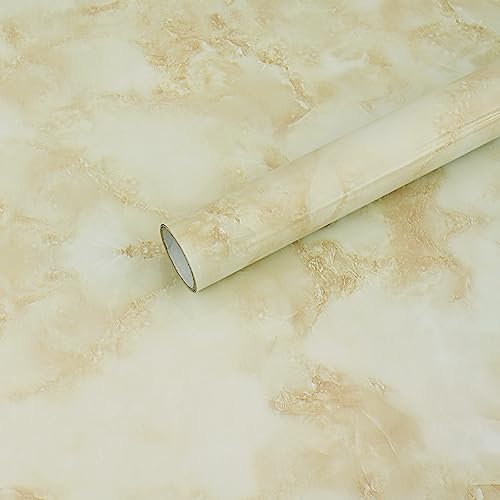 Visario Küchenfolie robust, Dekor Folie Marmor beige hitzebetändig, selbstklebend, aluminiumbeschichtet 5 m x 60 cm abwischbar 3000-S Art. 3180 von Visario