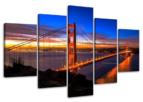 Visario Bild & Kunstdruck der Deutschen Marke 160 x 80 cm 5512 Bilder auf Leinwand Kunstdrucke golden Gate Bridge Wandbild von Visario