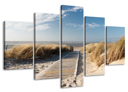 Visario 5517 Bilder auf Leinwand Bild 160 x 80 cm Ostsee Nordsee Natur fünfteilig von Visario