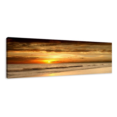 Visario Leinwandbilder 5703 Bild auf Leinwand Strand, 120 x 40 cm von Visario