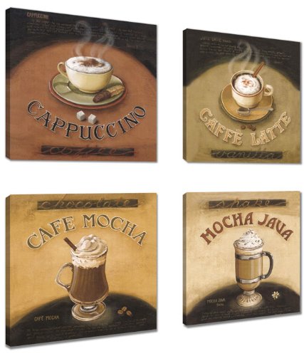 Visario Leinwandbilder 6903 Bilder 4-er Set auf Leinwand Kaffee Coffe 4 x 20 x 20 cm von Visario