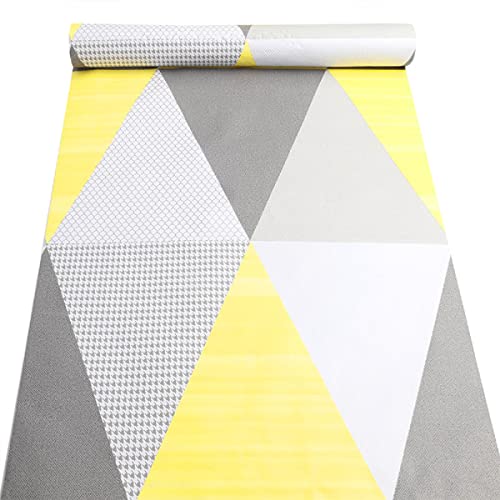 Visario Tapeten Folie 3000-S selbstklebend 10m x 45cm Farbe gelb grau Dreiecke Dekorfolie Möbelfolie Tapete 3074 von Visario