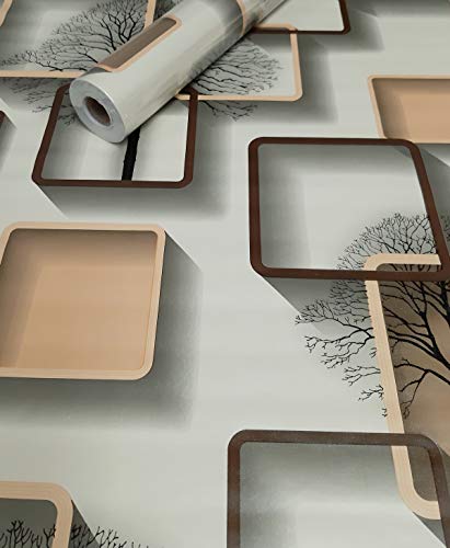 Visario Tapeten Folie 3000-S selbstklebend 3D Formen Baum 10 m x 45 cm Dekorfolie Möbelfolie Tapete 3046 von Visario