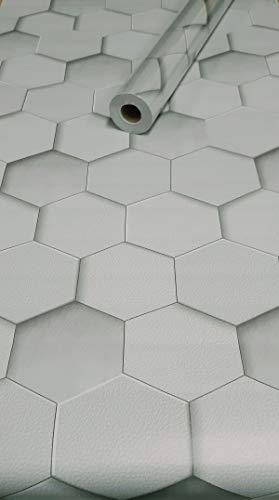 Visario Tapeten Folie 3000-S selbstklebend Farbe Sechseck Hexagon Dekor hell 10 m x 45 cm Dekorfolie Möbelfolie Tapete 3043 von Visario