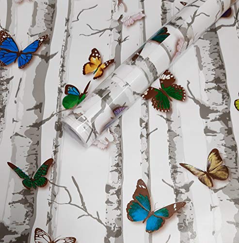 Visario Tapeten Folie 3000-S selbstklebend Schmetterlinge Dekor 10 m x 45 cm Dekorfolie Möbelfolie Tapete 3064 von Visario