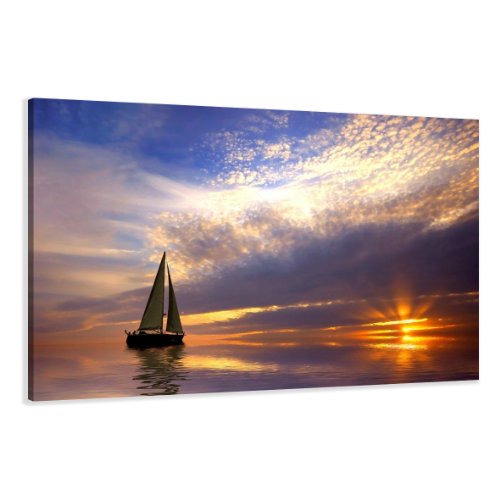 bestpricepictures 120 x 80 cm Bild auf Leinwand Boot Segel 5097-SCT deutsche Marke und Lager - Die Bilder/das Wandbild/der Kunstdruck ist fertig gerahmt von Visario