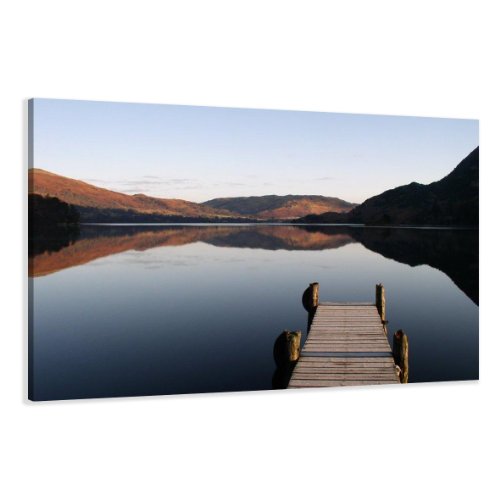 bestpricepictures 120 x 80 cm Bild auf Leinwand Steg Natur 5063-SCT deutsche Marke und Lager - Die Bilder/das Wandbild/der Kunstdruck ist fertig gerahmt von Visario