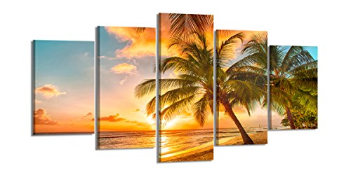 bestpricepictures 200 x 100 cm Bild auf Leinwand Traum Strand 6334-SCT deutsche Marke und Lager - Die Bilder/das Wandbild/der Kunstdruck ist fertig gerahmt von Visario