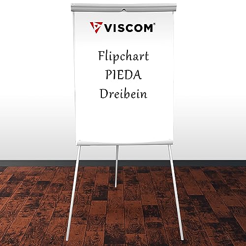 Flipchart PIEDA mit Dreibein-Stativ - magnetische Oberfläche - vielseitig einsetzbar - Whiteboard mit Stativ - höhen-verstellbar von Viscom