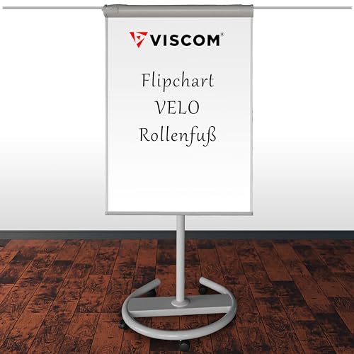 Flipchart VELO mit Rollenfuß und Seitenarmen - magnetische Oberfläche - vielseitig einsetzbar - mobiles Whiteboard mit Stativ - höhenverstellbar von Viscom