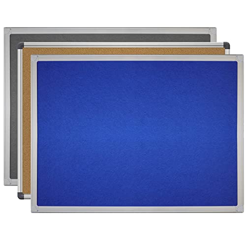 VISCOM Pinnwand aus Filz mit Alurahmen - selbstheilende Filztafel, vertikal & horizontal aufhängbar inkl. Wandbefestigung - vielseitig nutzbar fürs Büro & Zuhause - Größe 60x90 cm von Viscom