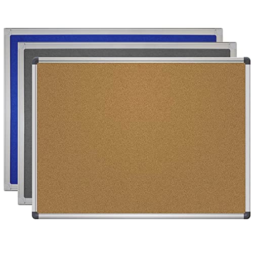 VISCOM Pinnwand aus Kork mit Alurahmen - selbstheilender Naturkork, vertikal & horizontal aufhängbar inkl. Wandbefestigung - nachhaltige Korktafel fürs Büro & Zuhause - Größe 60x90 cm von Viscom