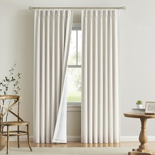 Vision Home Natürliche Plissee-Verdunkelungsvorhänge, Leinenmischung, Raumverdunkelung, Fenstervorhänge, 160 cm, für Wohnzimmer, Schlafzimmer, wärmeisoliert, 2 Paneele, 101.6x160 cm (BxL) von Vision Home