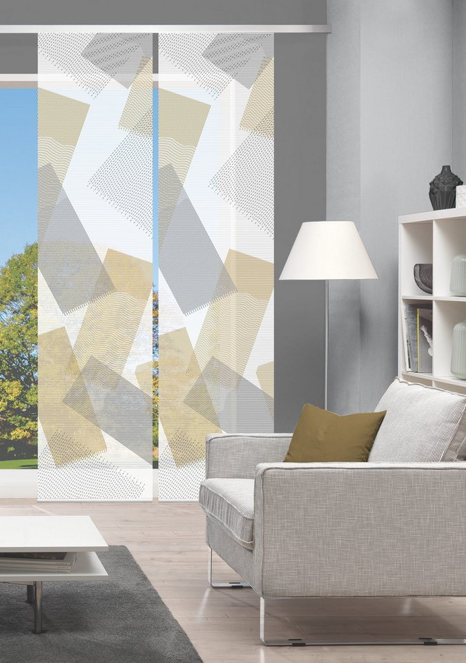 Vision S Schiebegardine NAYAH Schiebegardine, halbtransparent Bambus, 260x60 cm, Graphikmotiv, (2 St), 100% Polyester von Vision S