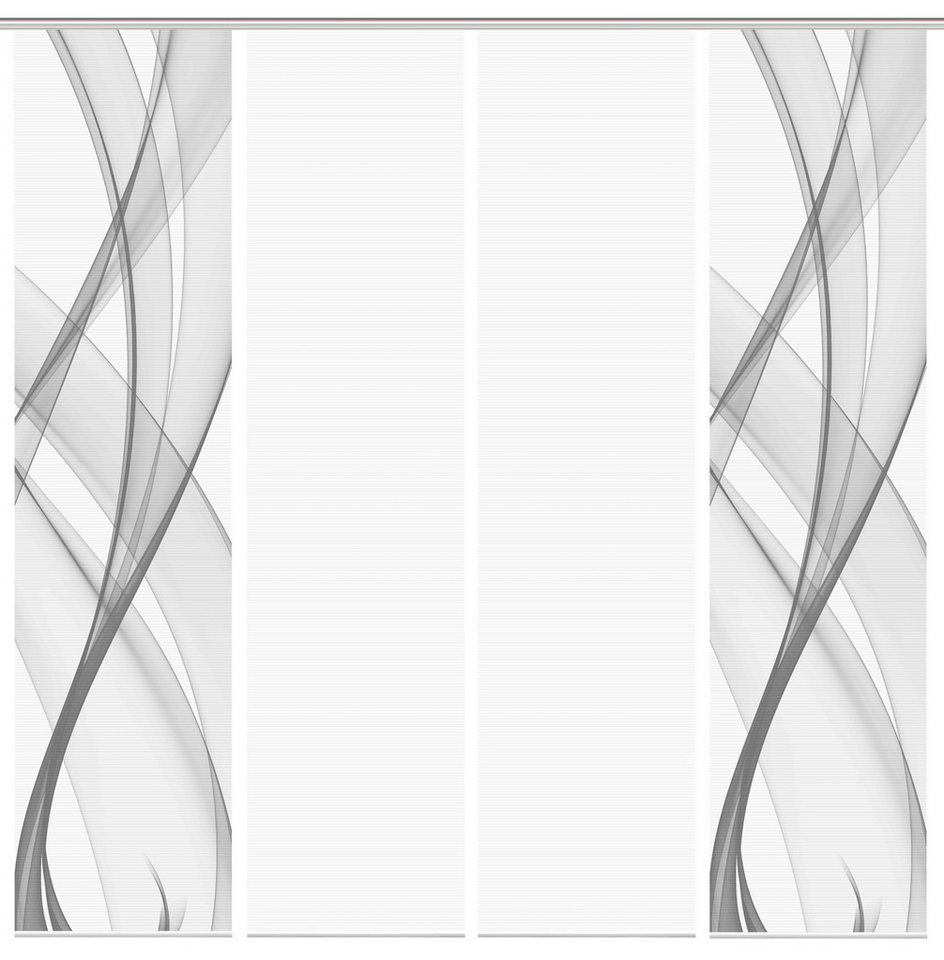 Schiebegardine PACOLIA Schiebegardine, halbtransparente, 260x60 cm, grau, Wellenmotiv, Vision S, (4 St), Polyester von Vision S
