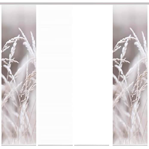 VISION S 84186 | Gordo Schiebegardine, halbtransparent, Bambus-Optik 260x60 cm, Farbe:Natur, Größe:260 x 60 cm, Anzahl:4er Set (2X Bedruckt. 2X Uni) von VISION S