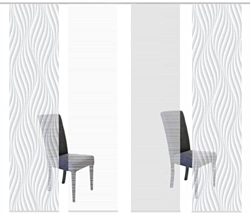 VISION S 4er-Set Schiebegardinen Wave halbtransparent Bambusoptik 4X 260x60 cm, Farbe:grau von Vision S