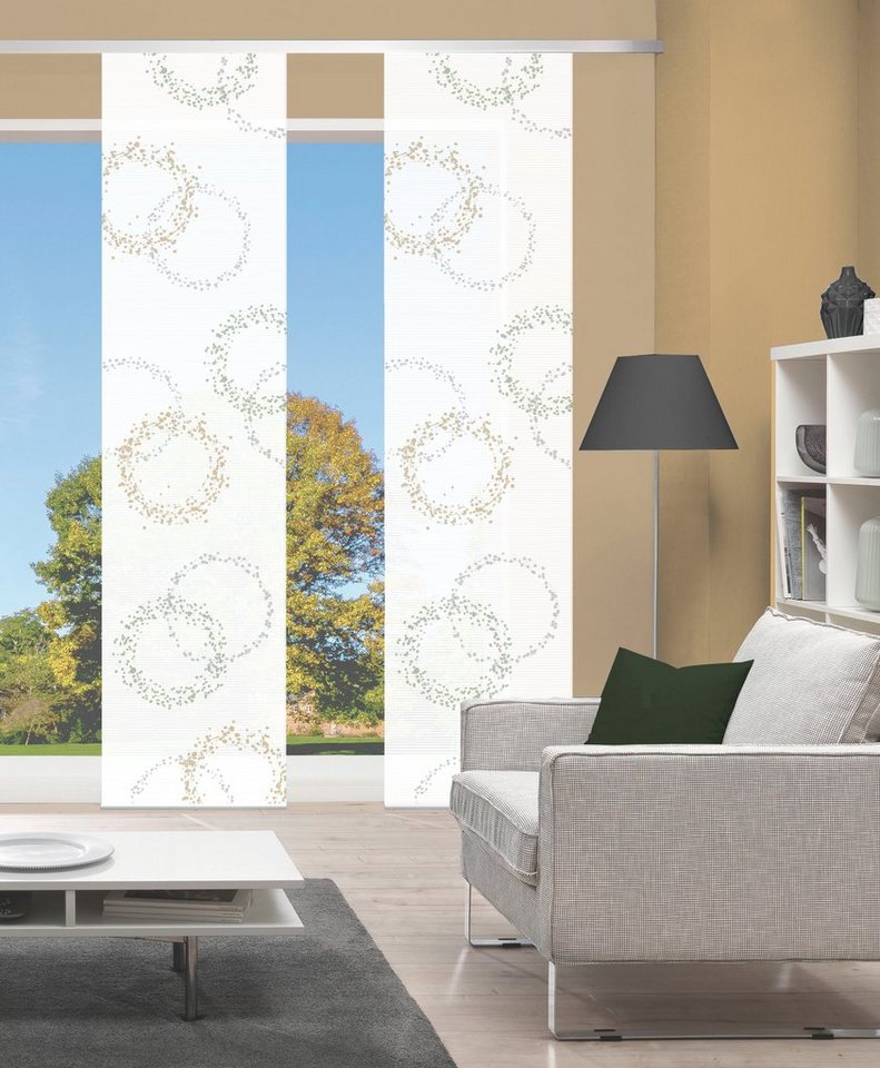 Vision S Schiebegardine AINUR 2er SET (2 St), Paneelwagen, halbtransparent, Schiebevorhang Digidruck 2er Set AINUR von Vision S