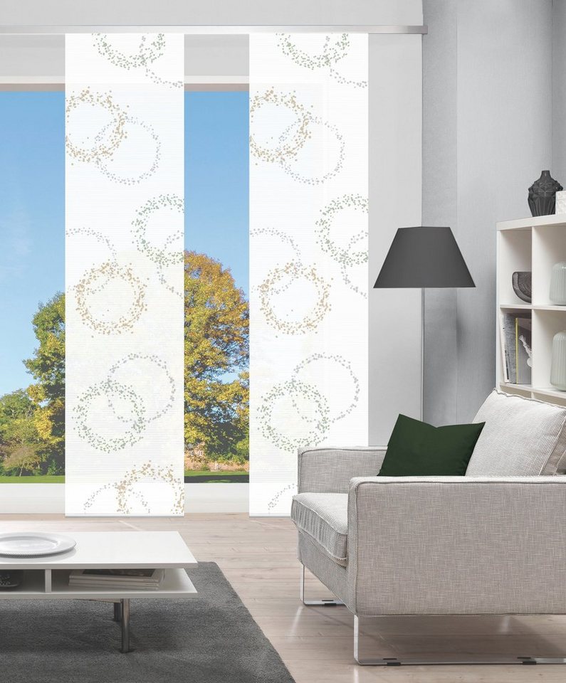 Vision S Schiebegardine AINUR 2er SET (2 St), Paneelwagen, halbtransparent, Schiebevorhang Digidruck 2er Set AINUR von Vision S