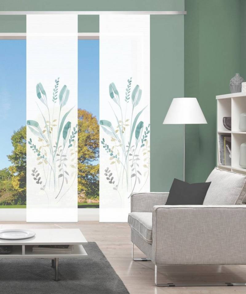 Vision S Schiebegardine AYENE 2er SET (2 St), Paneelwagen, halbtransparent, Schiebevorhang Digidruck 2er Set AYENE von Vision S