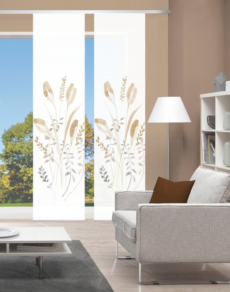 Vision S Schiebegardine AYENE 2er SET (2 St), Paneelwagen, halbtransparent, Schiebevorhang Digidruck 2er Set AYENE von Vision S