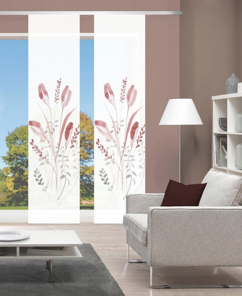 Vision S Schiebegardine AYENE 2er SET (2 St), Paneelwagen, halbtransparent, Schiebevorhang Digidruck 2er Set AYENE von Vision S