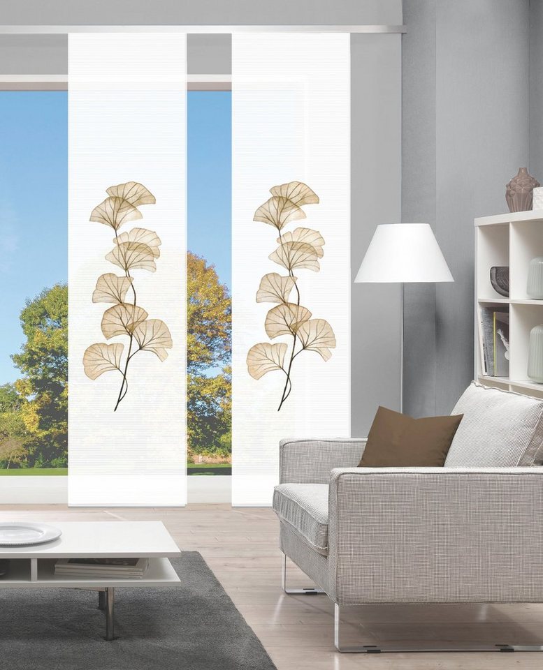 Vision S Schiebegardine BERTO 2er SET (2 St), Paneelwagen, halbtransparent, Schiebevorhang Digidruck 2er Set BERTO von Vision S