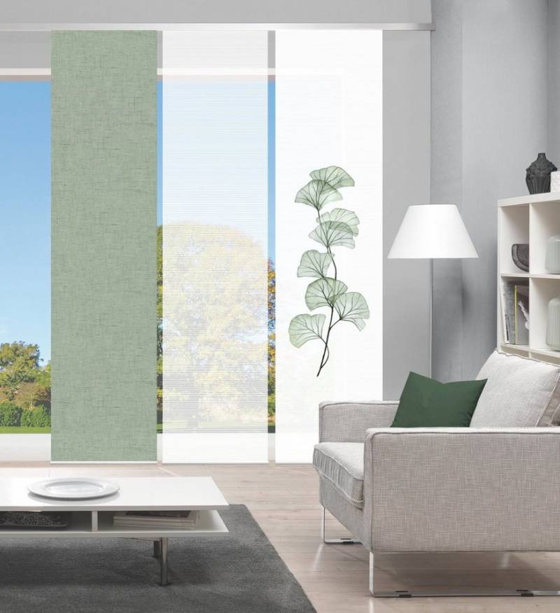 Vision S Schiebegardine BERTO 3er SET (3 St), Paneelwagen, halbtransparent, Schiebevorhang Digidruck 3er Set BERTO von Vision S