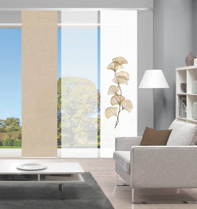 Vision S Schiebegardine BERTO 3er SET (3 St), Paneelwagen, halbtransparent, Schiebevorhang Digidruck 3er Set BERTO von Vision S