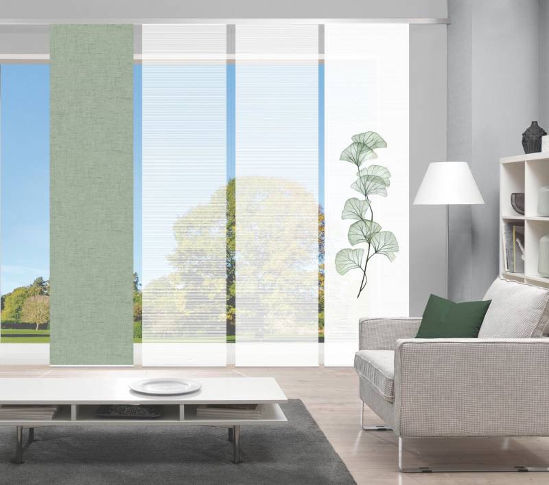 Vision S Schiebegardine BERTO 4er SET (4 St), Paneelwagen, halbtransparent, Schiebevorhang Digidruck 4er Set BERTO von Vision S