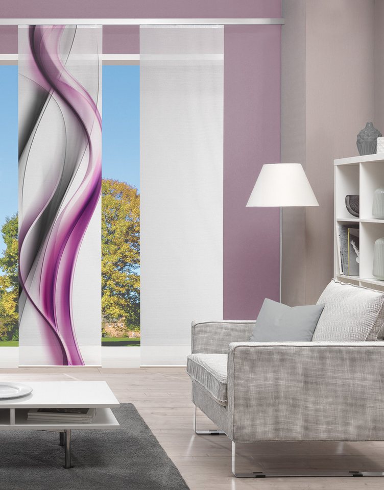 Vision S Schiebegardine CARA (1 St), Paneelwagen, halbtransparent, Schiebevorhang Bambusoptik, Digitaldruck von Vision S