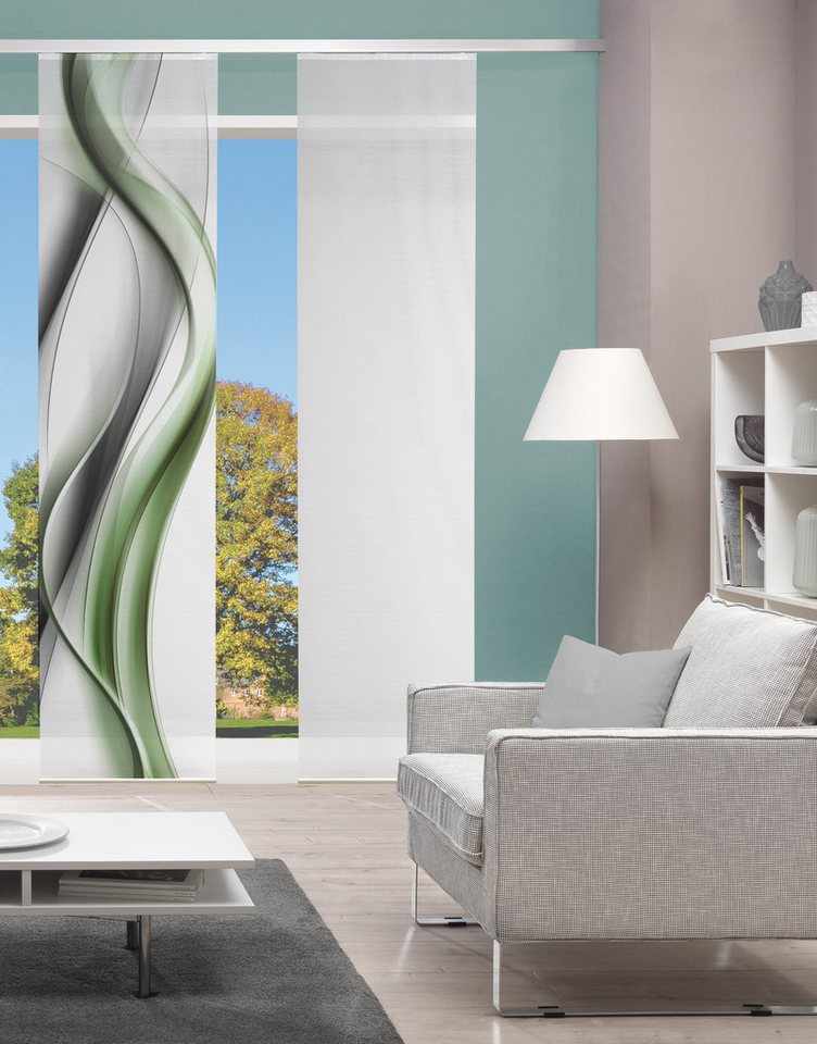 Vision S Schiebegardine CARA (1 St), Paneelwagen, halbtransparent, Schiebevorhang Bambusoptik, Digitaldruck von Vision S