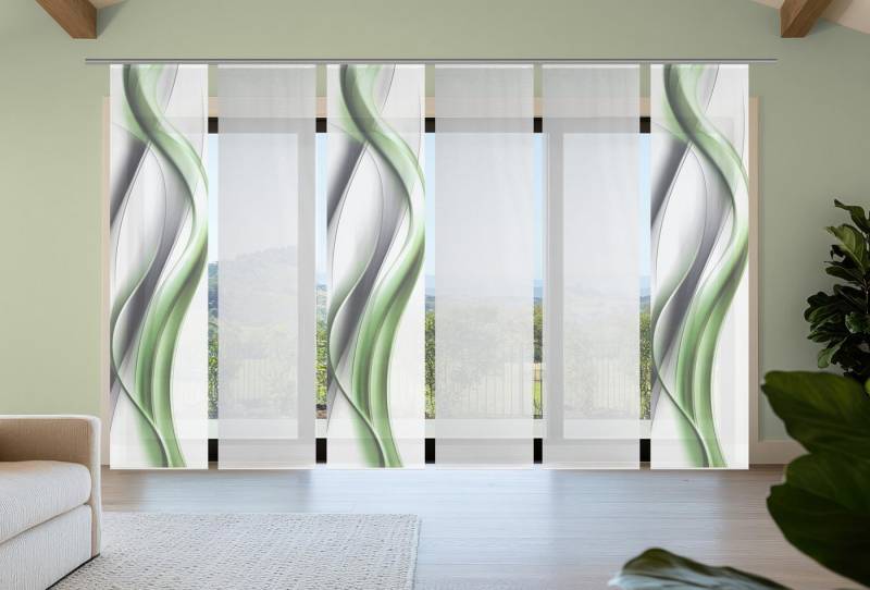 Vision S Schiebegardine CARA (6 St), Paneelwagen, halbtransparent, Schiebevorhang,Bambusoptik,Digitaldruck,SET von Vision S