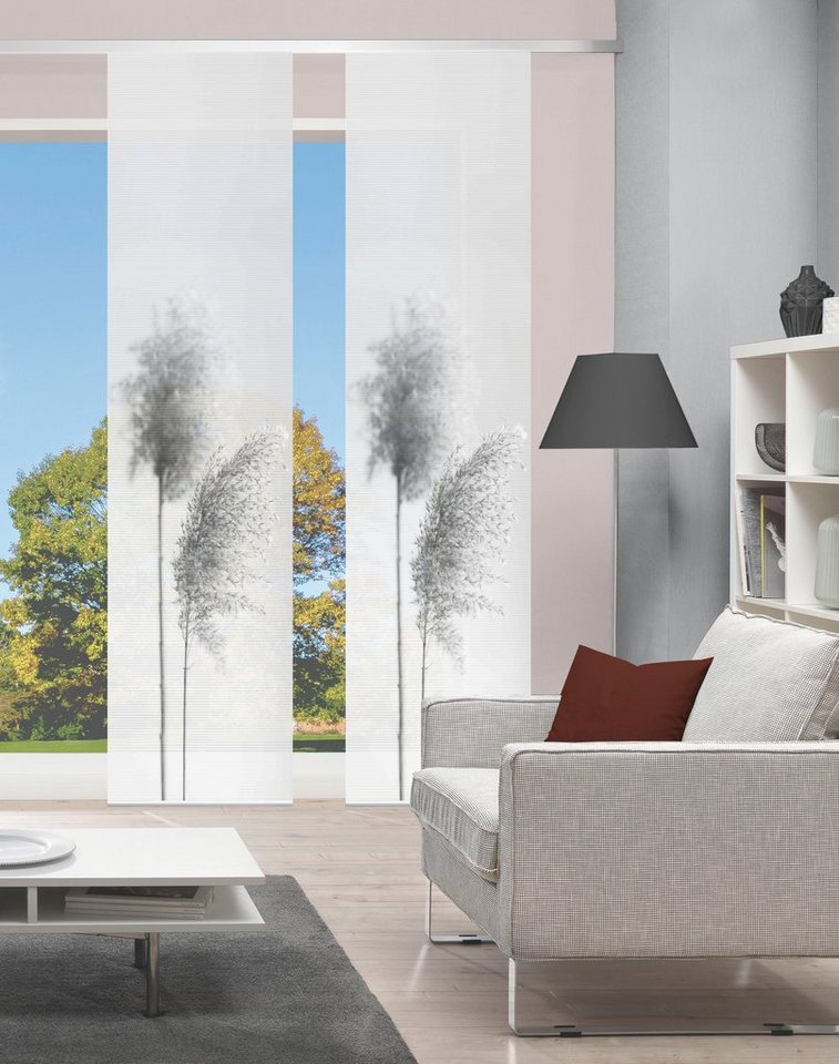 Vision S Schiebegardine IRLOS 2er SET (2 St), Paneelwagen, halbtransparent, Schiebevorhang Digidruck 2er Set IRLOS von Vision S