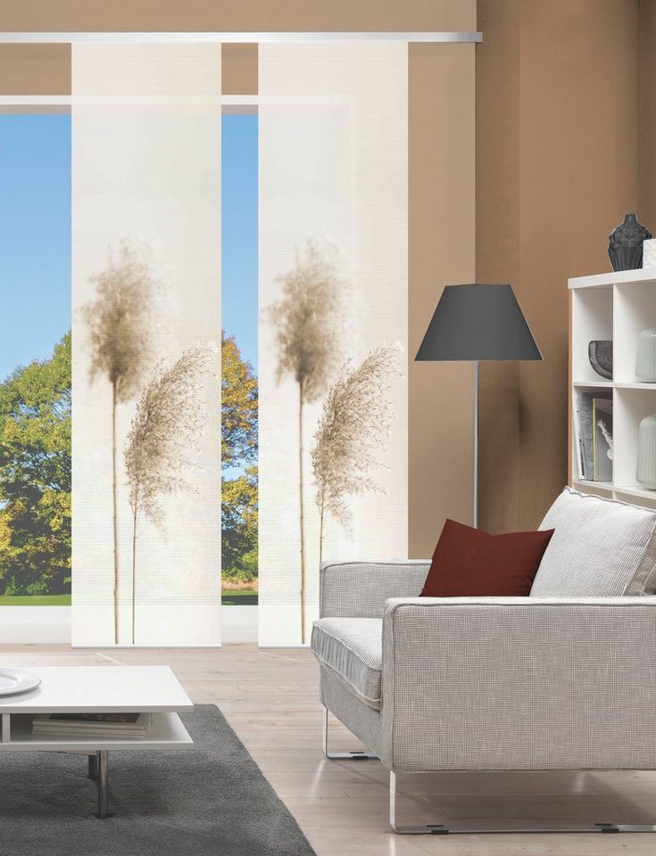 Vision S Schiebegardine IRLOS 2er SET (2 St), Paneelwagen, halbtransparent, Schiebevorhang Digidruck 2er Set IRLOS von Vision S