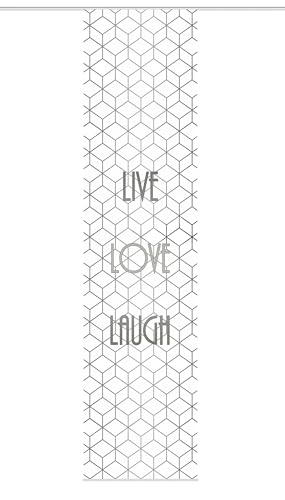 VISION S Schiebegardine LIVE Love Laugh, halb-transparenter Stoff in Bambus-Optik, 260 x 60 cm (h x b), Farbe:, Farbe:grau von VISION S